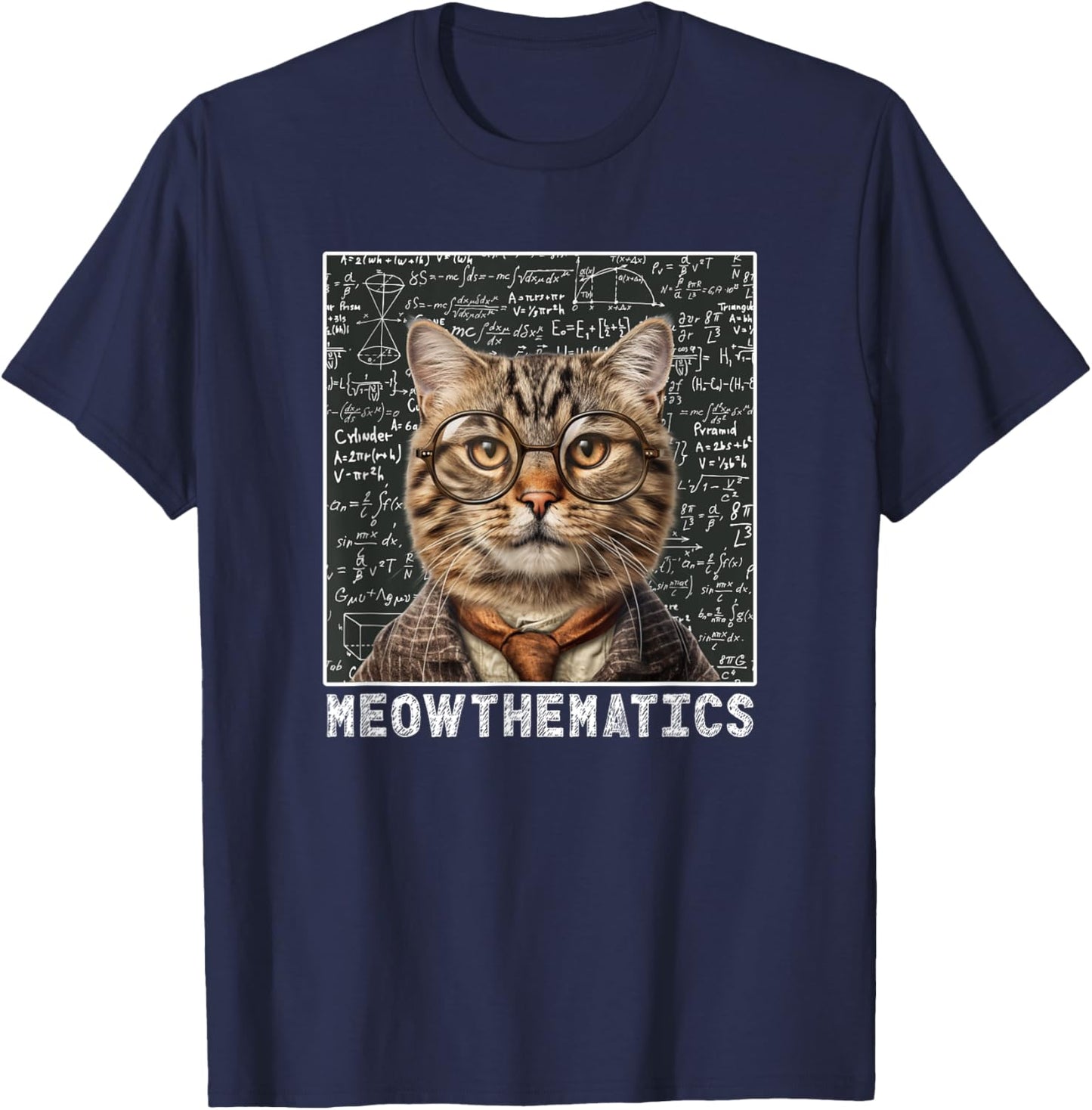 Only Laughs Apparel Meowthematics Cat Math Teacher T-Shirt - T-Shirt | Navy