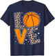 Love Basketball Leopard Print Women Girls Basketball Lover T-Shirt - T-Shirt | Navy