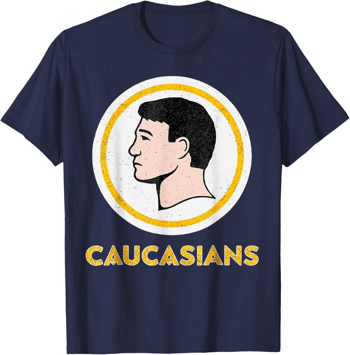 Caucasians Funny Vintage Caucasians Pride T-Shirt - T-Shirt | Navy
