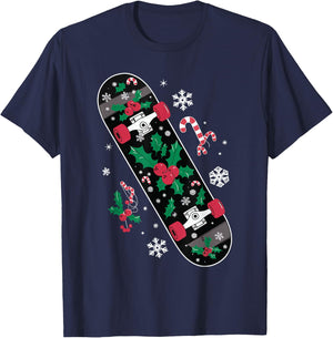 Skateboard Christmas T-Shirt - T-Shirt | Navy
