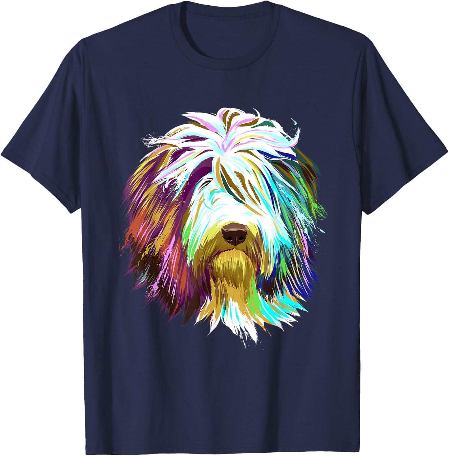 Colourful Splash Dog Bearded Collie Men Women Kids T-Shirt - T-Shirt | Navy