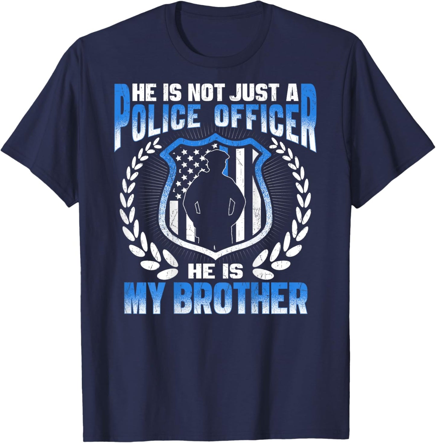 My Brother Is A Police Officer - Proud Police Sister Brother T-Shirt - T-Shirt | Navy