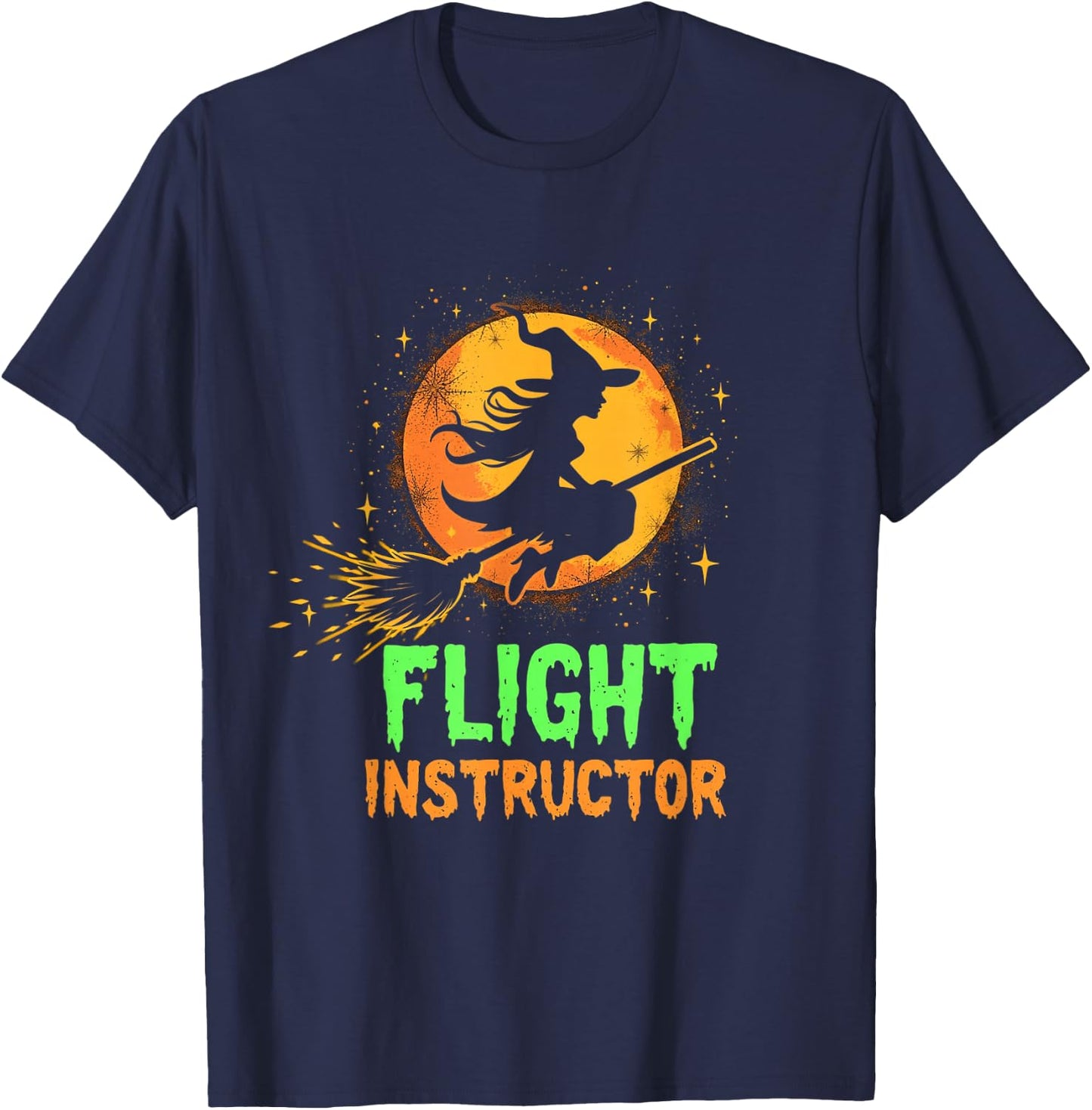FLIGHT INSTRUCTOR Witch Broomstick T-Shirt - T-Shirt | Navy