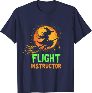 FLIGHT INSTRUCTOR Witch Broomstick T-Shirt - T-Shirt | Navy
