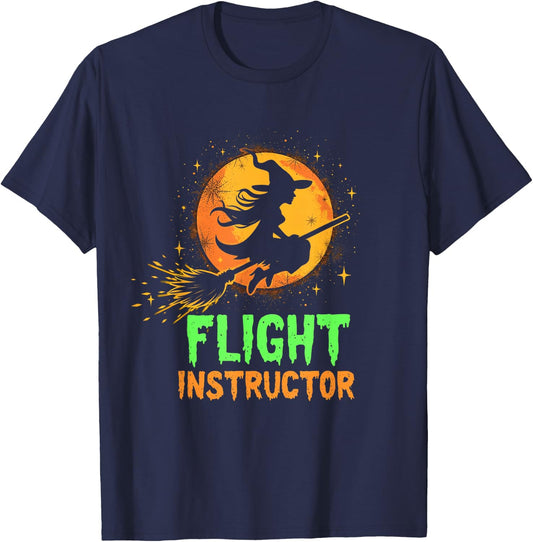 FLIGHT INSTRUCTOR Witch Broomstick T-Shirt - T-Shirt | Navy