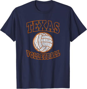 The Lone Star State Texas Volleyball Deez Texas Volleyball Vintage Distressed Black T-Shirt - T-Shirt | Navy