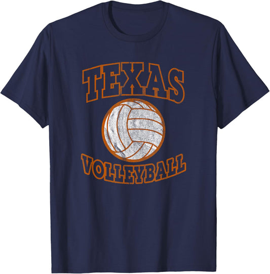 The Lone Star State Texas Volleyball Deez Texas Volleyball Vintage Distressed Black T-Shirt - T-Shirt | Navy