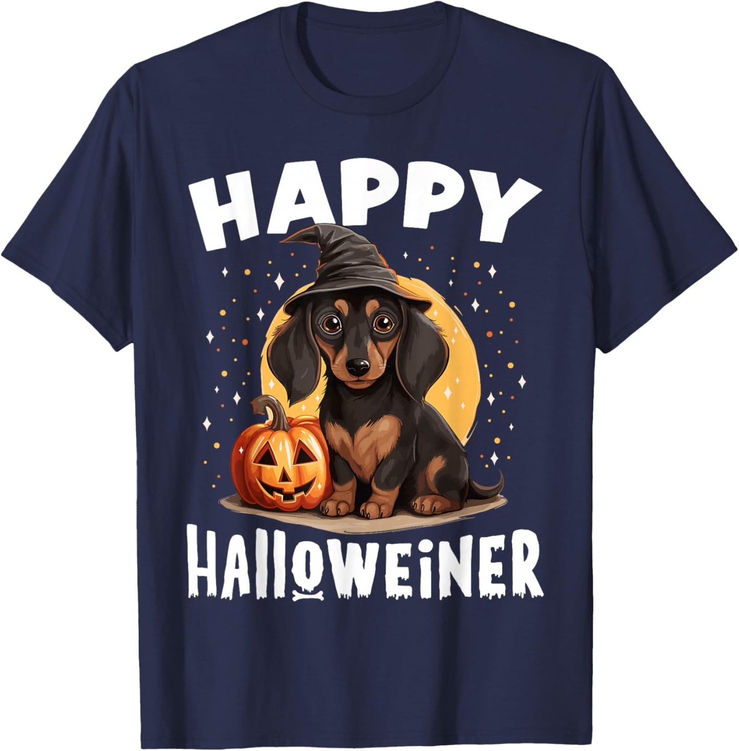 Happy Halloweiner Funny Halloween Costume Dachshund Dog T-Shirt - T-Shirt | Navy