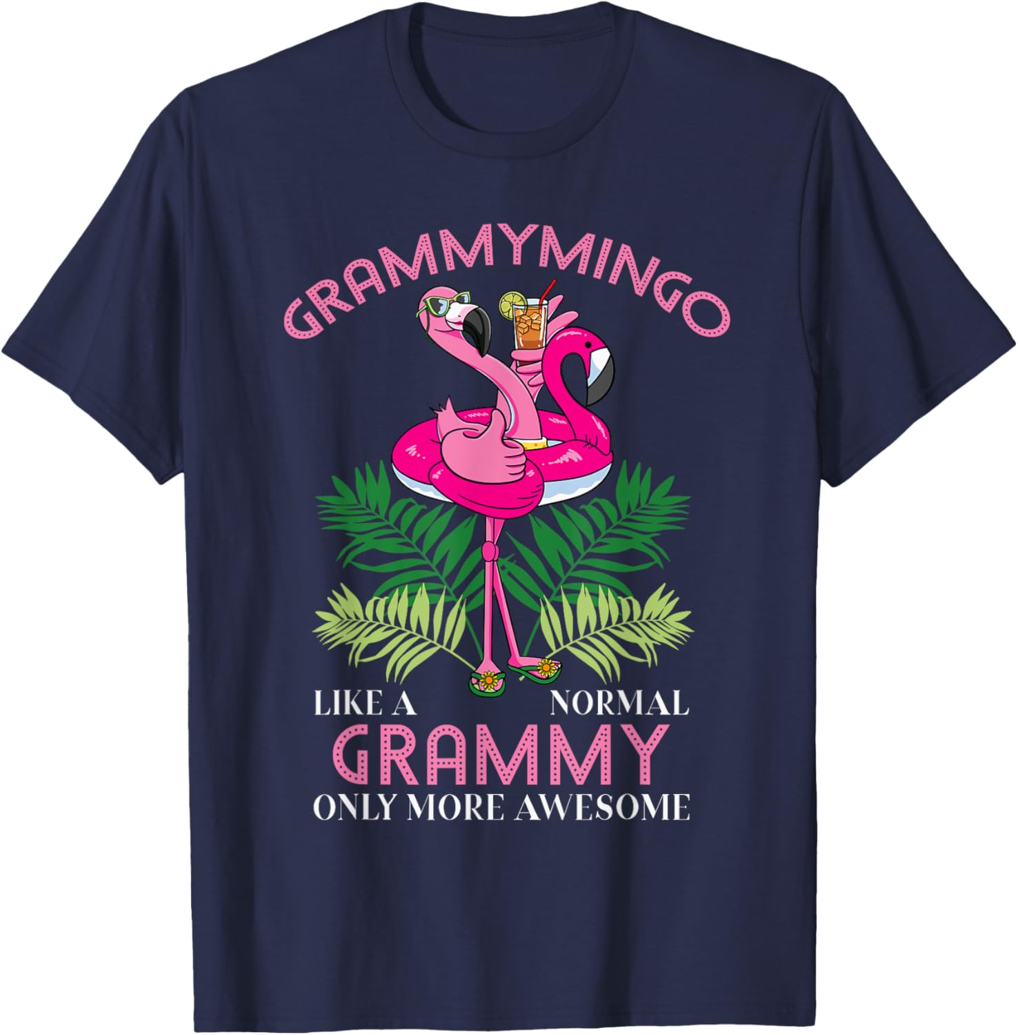 Grammymingo Grammy Flamingo Lover Grandma Grandmother Gramma T-Shirt - T-Shirt | Navy
