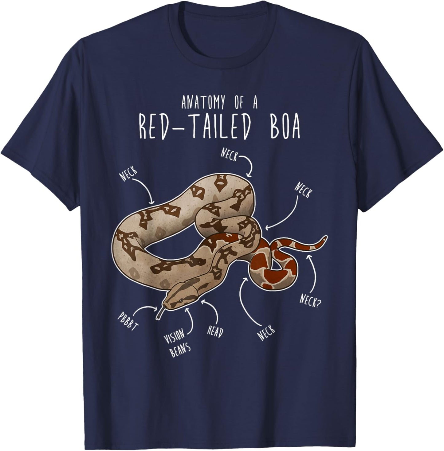 Red-Tailed Boa Snake Anatomy, Funny Cute Pet Reptile Mom Dad T-Shirt - T-Shirt | Navy