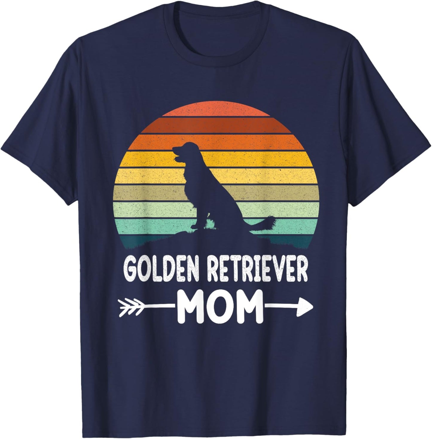 Retro Golden Retriever Mom Gifts Golden Retriever Daddy Dog Women Girls Kids T-Shirt - T-Shirt | Navy