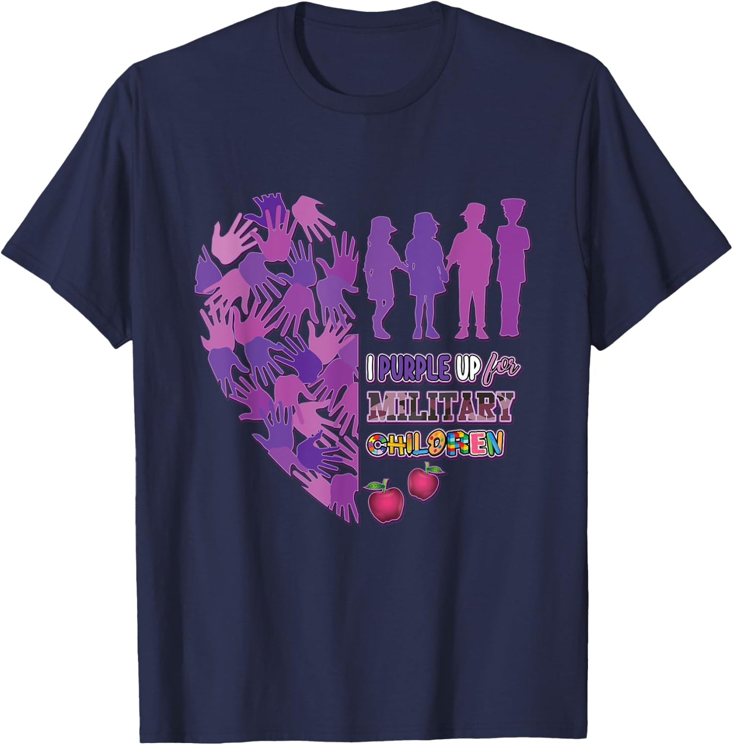 Military Child Shirt Purple Up for Military Kids Month Women T-Shirt - T-Shirt | Navy