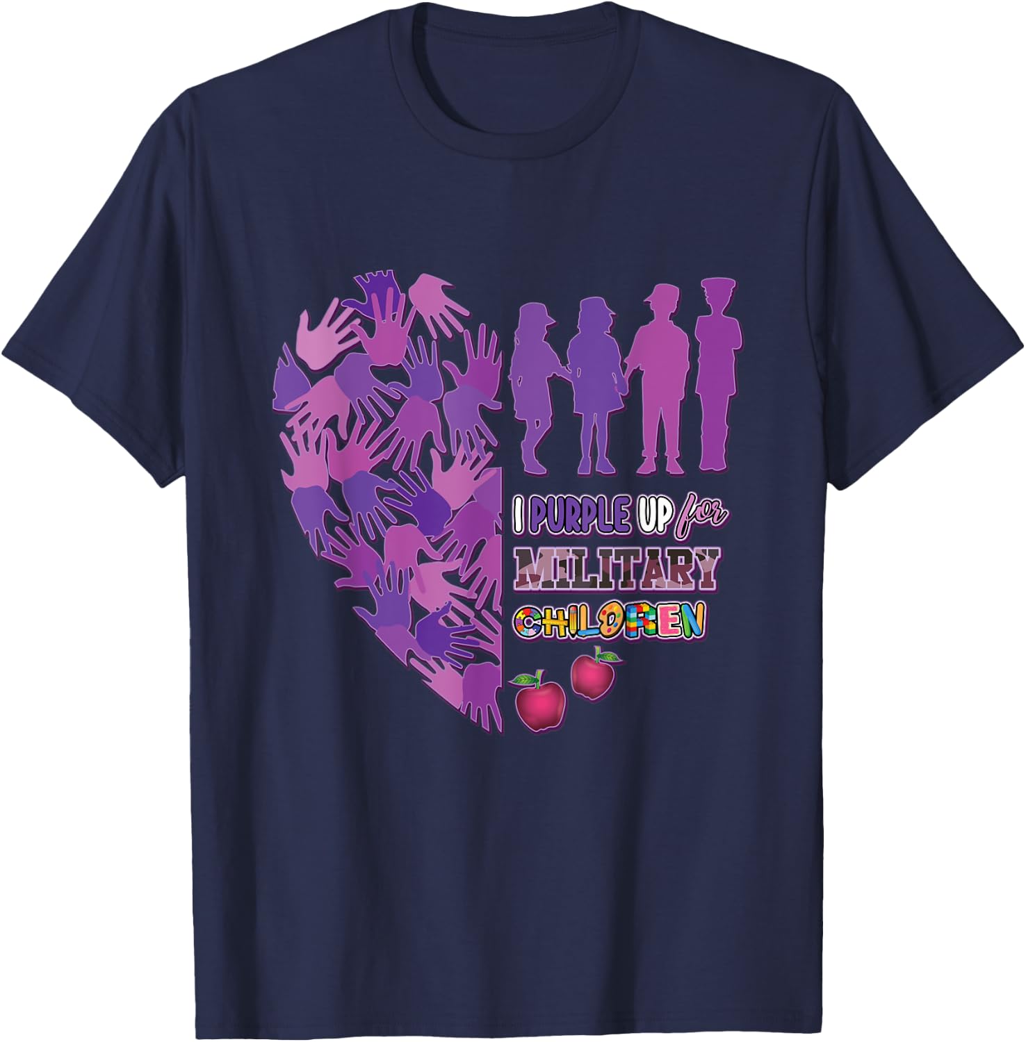 Military Child Shirt Purple Up for Military Kids Month Women T-Shirt - T-Shirt | Navy