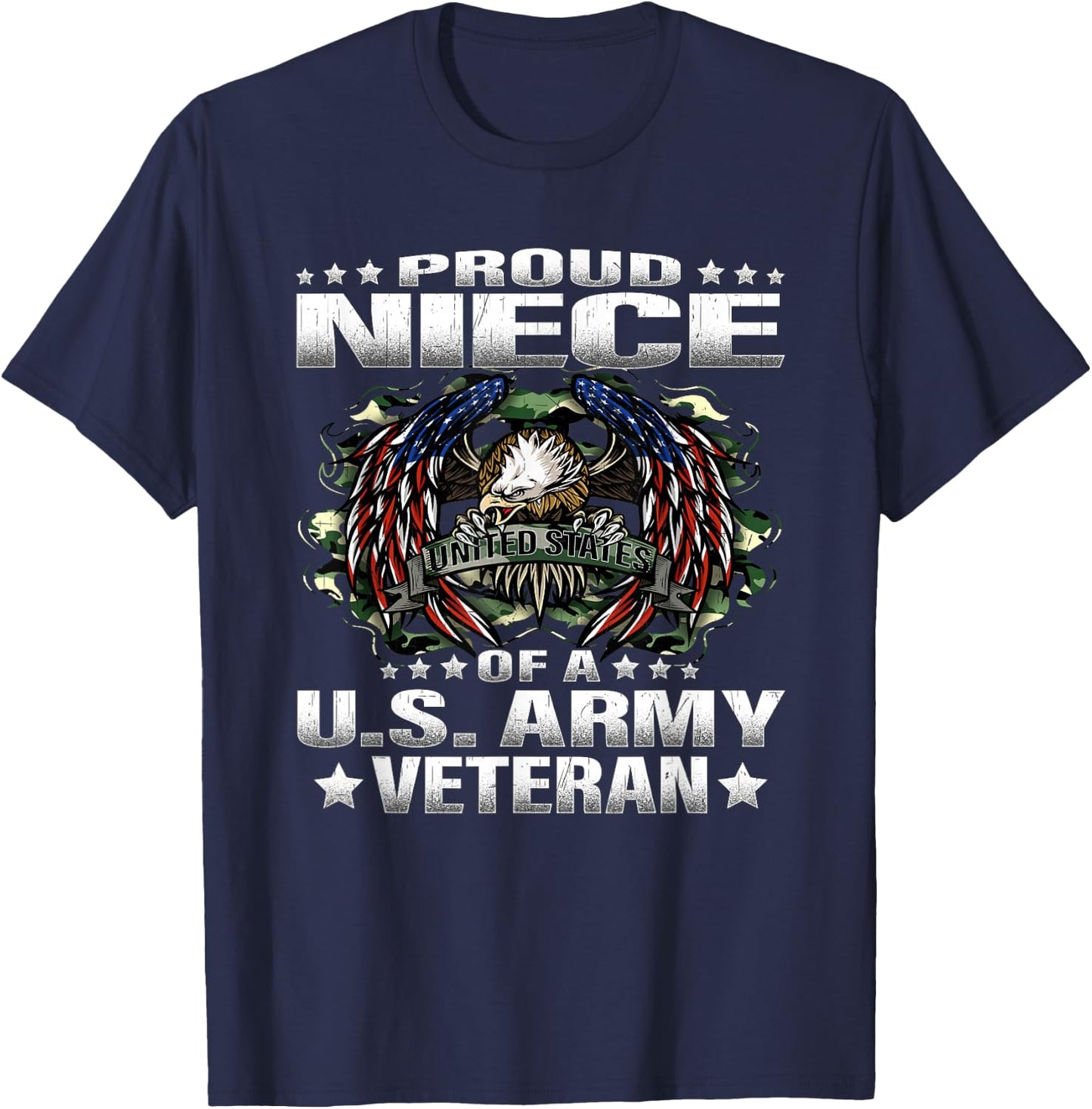 Proud Niece Of A US Army Veteran Military Vet's Family T-Shirt - T-Shirt | Navy