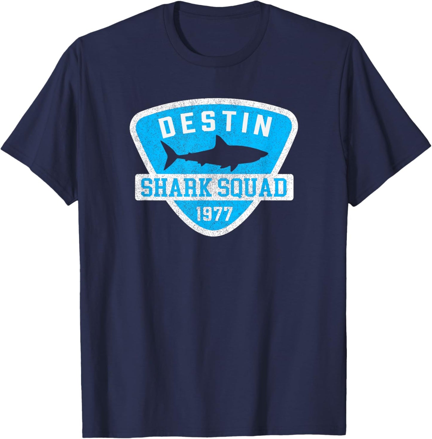 Destin Florida Shark Souvenir Boys Vintage Beach Kids Retro T-Shirt - T-Shirt | Navy