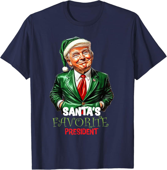 Santa's Favorite President Funny Trump T-Shirt - T-Shirt | Navy
