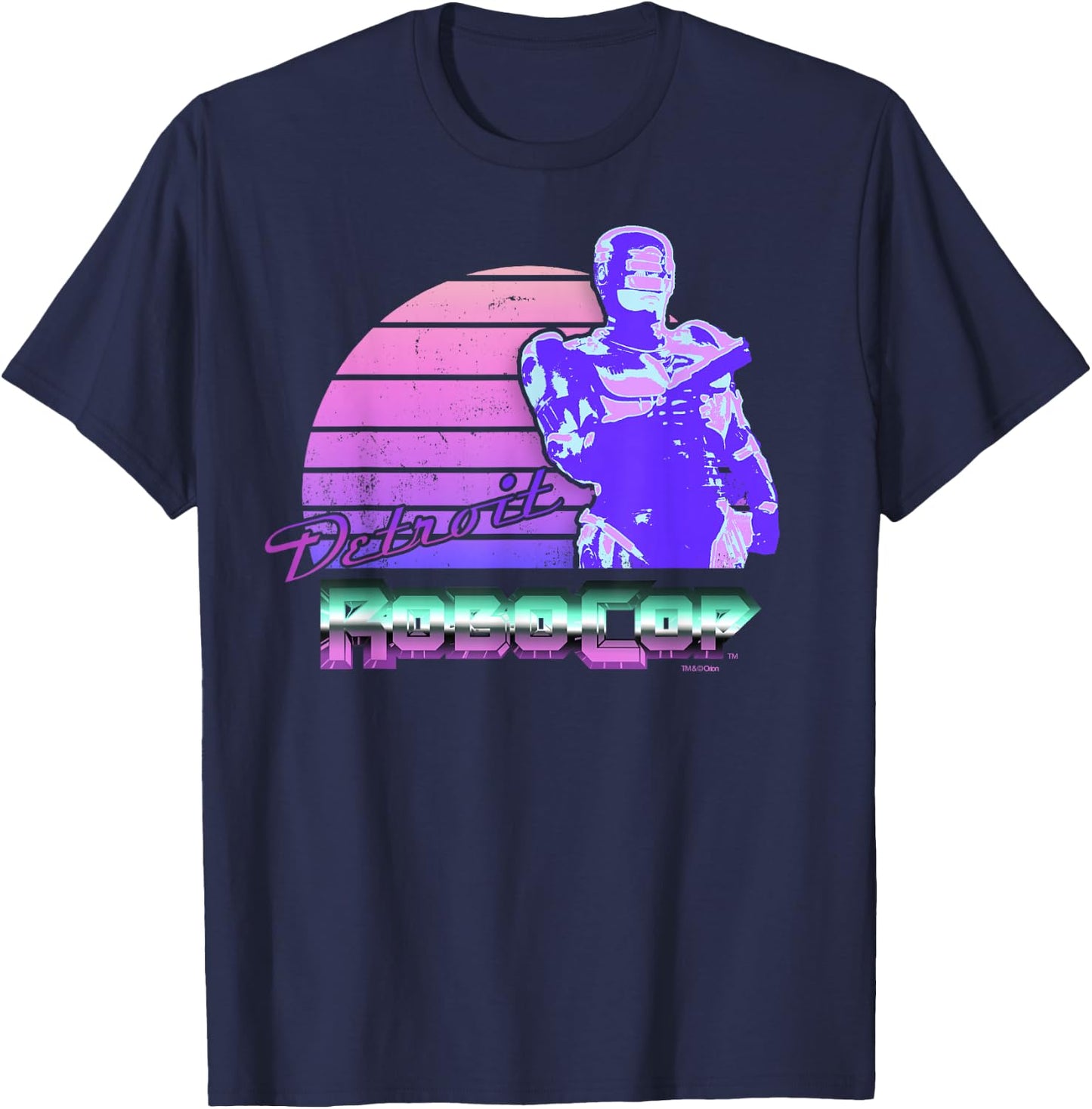 Robocop Detroit Retro-Style Portrait T-Shirt - T-Shirt | Navy