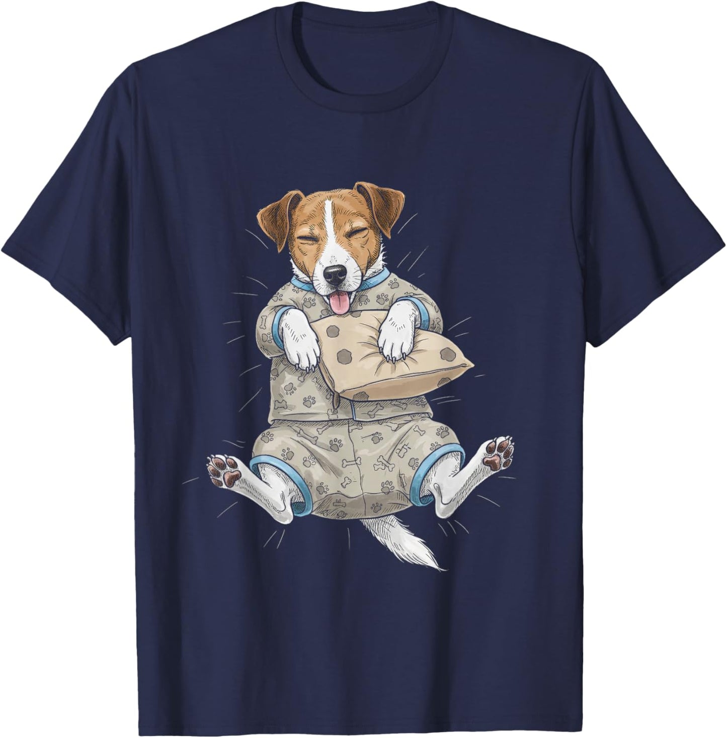 Funny Sleepy Jack Russell Terrier Dog Pajama Men Women Kids T-Shirt - T-Shirt | Navy