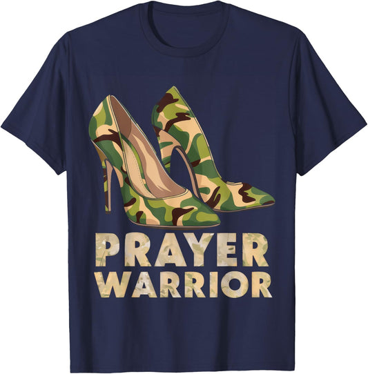 Faith in God Christian Prayer Warrior Camo Heels Jesus T-Shirt - T-Shirt | Navy