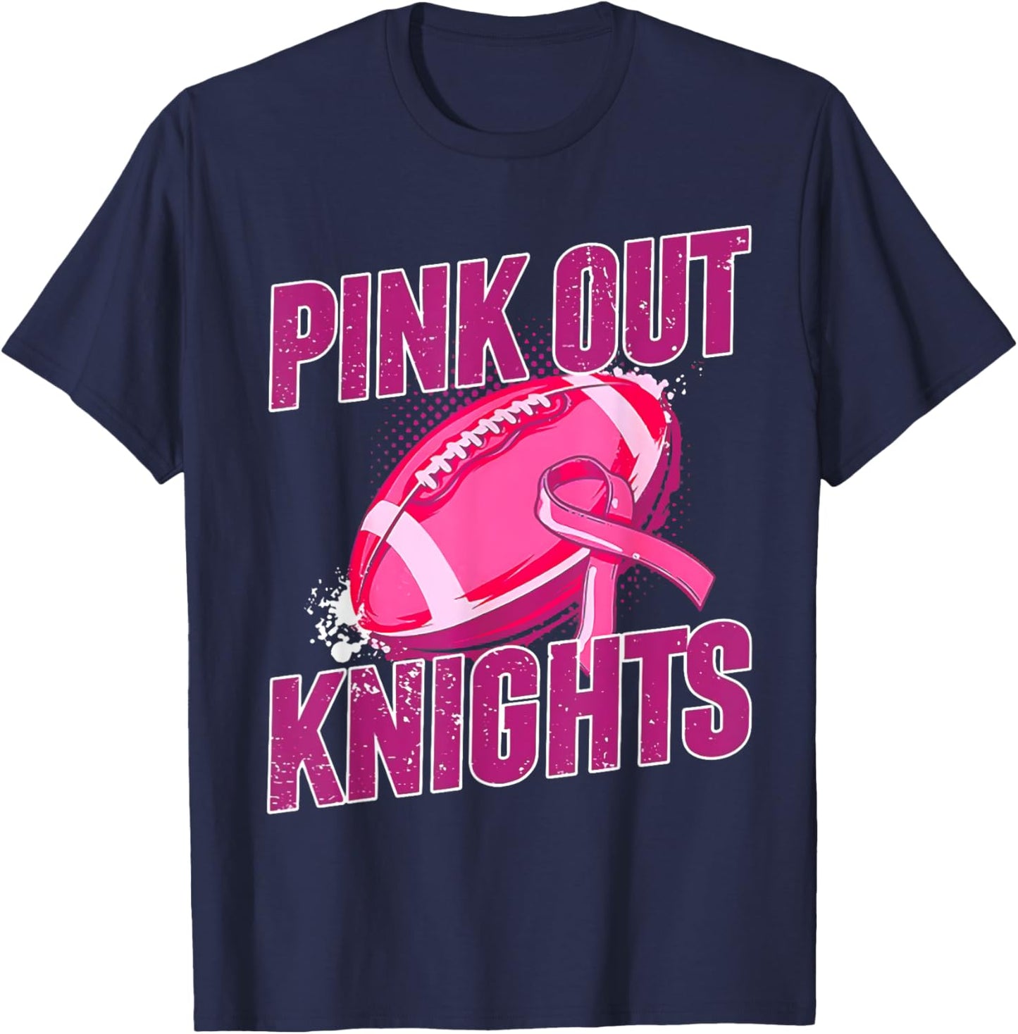 Knights Pink Out Football Tackle Breast Cancer T-Shirt - T-Shirt | Navy