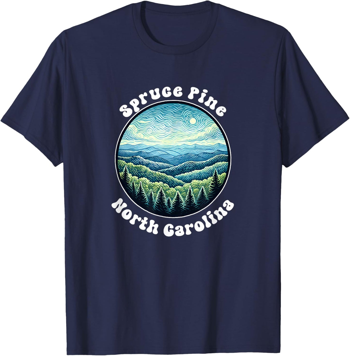 Spruce Pine North Carolina Mountain Forest Vacation Souvenir T-Shirt - T-Shirt | Navy