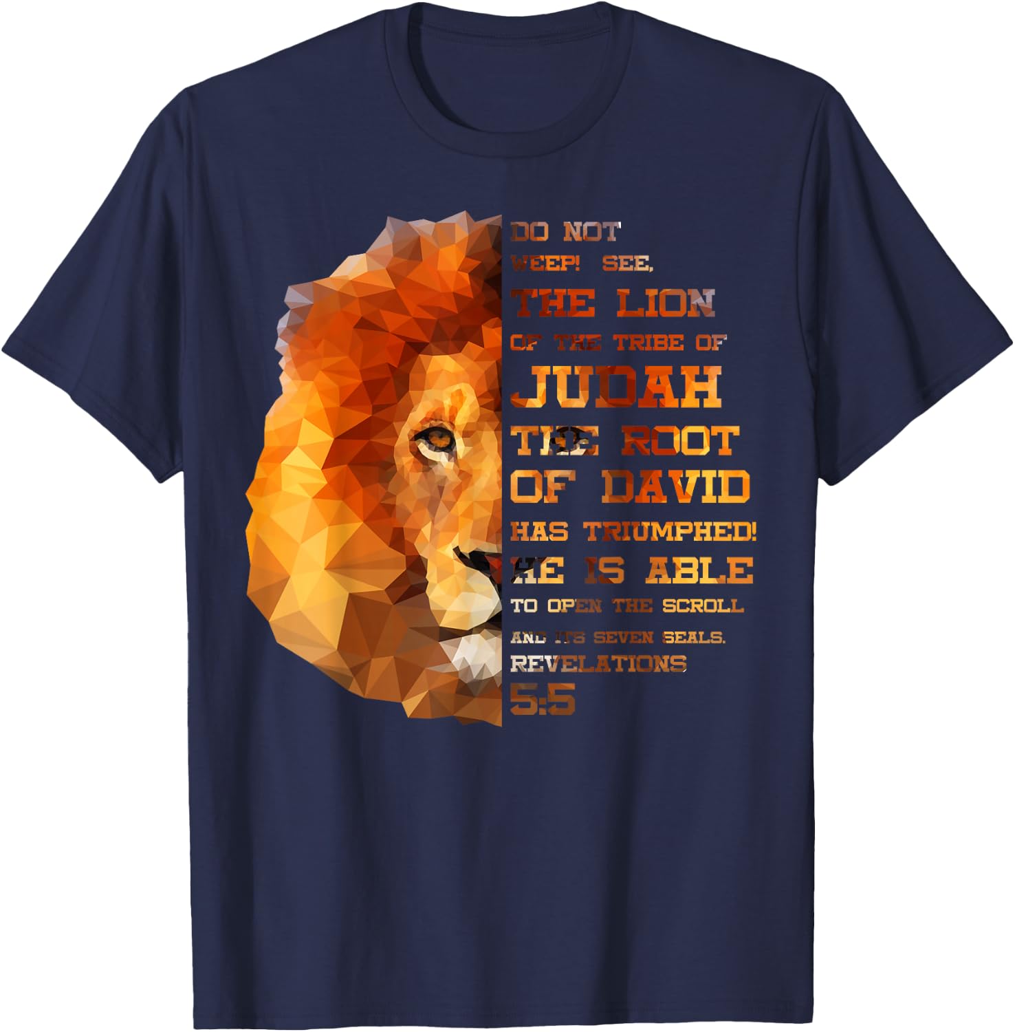 Lion Tribe of Judah Hebrew Christ Israelite Revelations 5:5 T-Shirt - T-Shirt | Navy