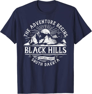 Black Hills SD The Adventure Begins T-Shirt - T-Shirt | Navy