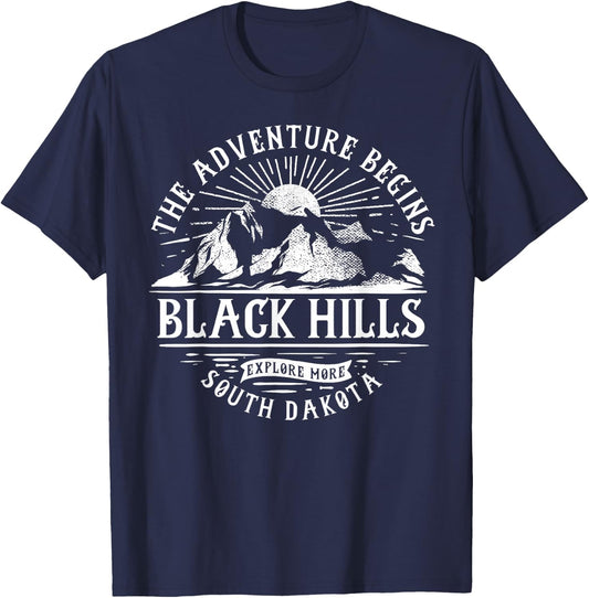 Black Hills SD The Adventure Begins T-Shirt - T-Shirt | Navy