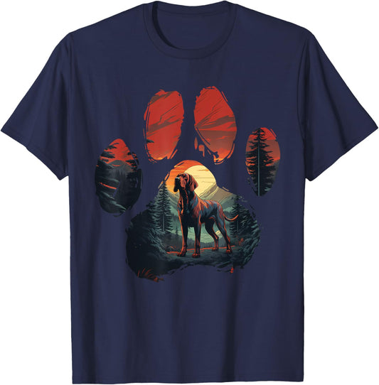 Redbone Coonhound Paw Mountain Design Dog Mom Dad T-Shirt - T-Shirt | Navy