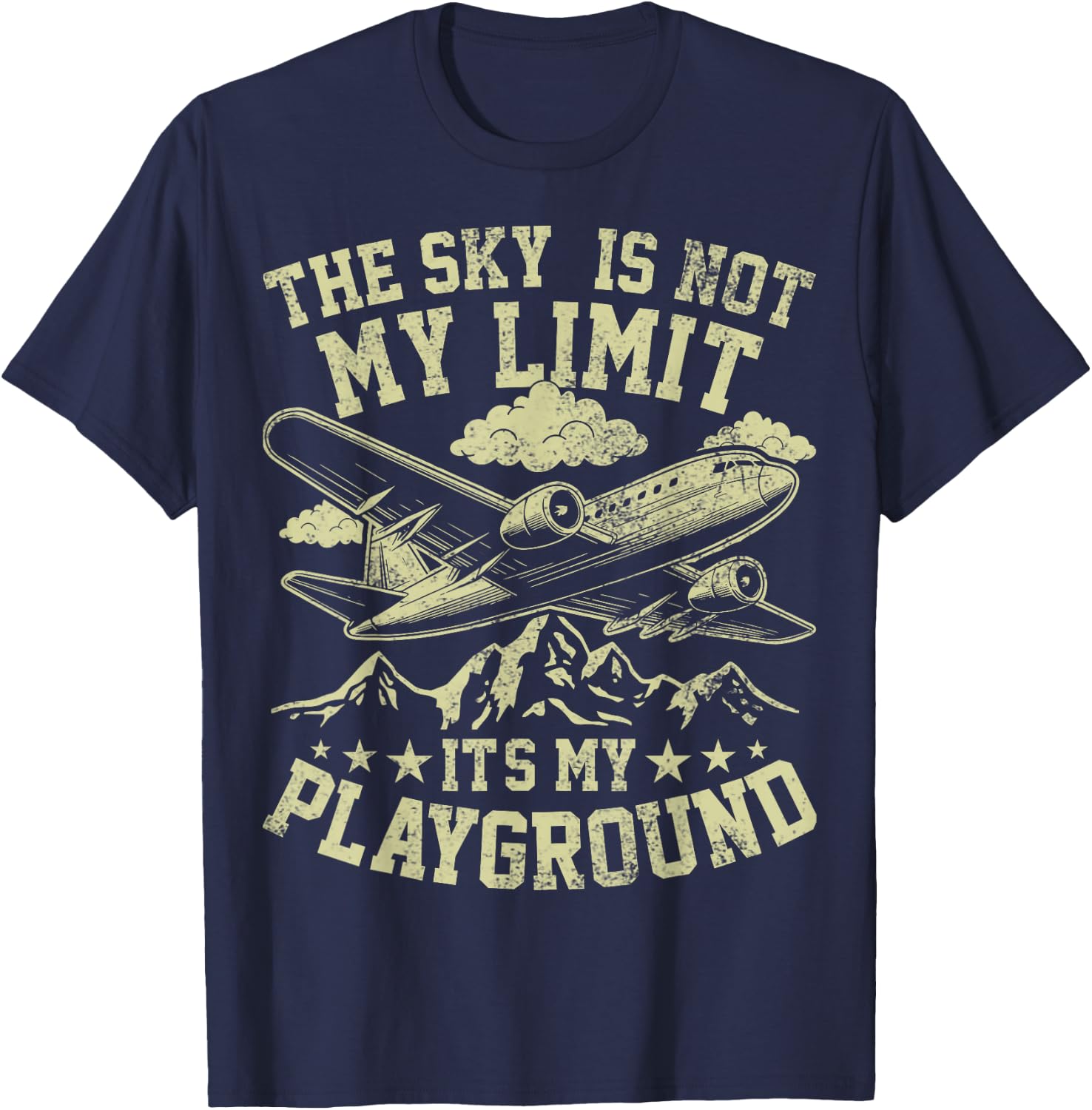 This Sky is Not My Limit Funny Pilot Aviation Men Women Kids T-Shirt - T-Shirt | Navy