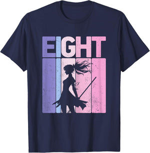 Eight Years Old Martial Arts Ninja 8th Birthday Party Girls T-Shirt - T-Shirt | Navy