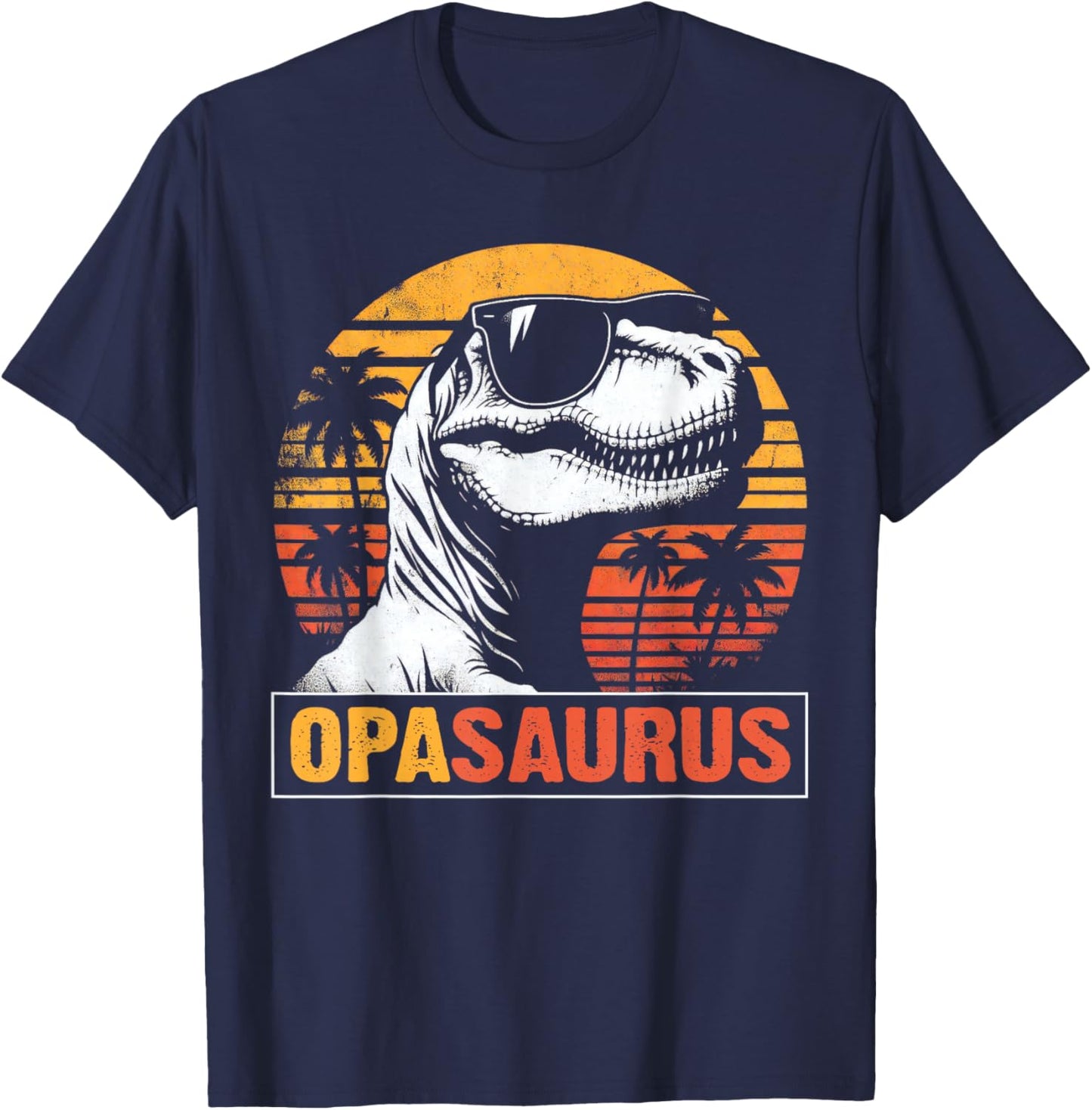 Opasaurus Funny T rex Dinosaur Opa Vintage Fathers Day T-Shirt - T-Shirt | Navy