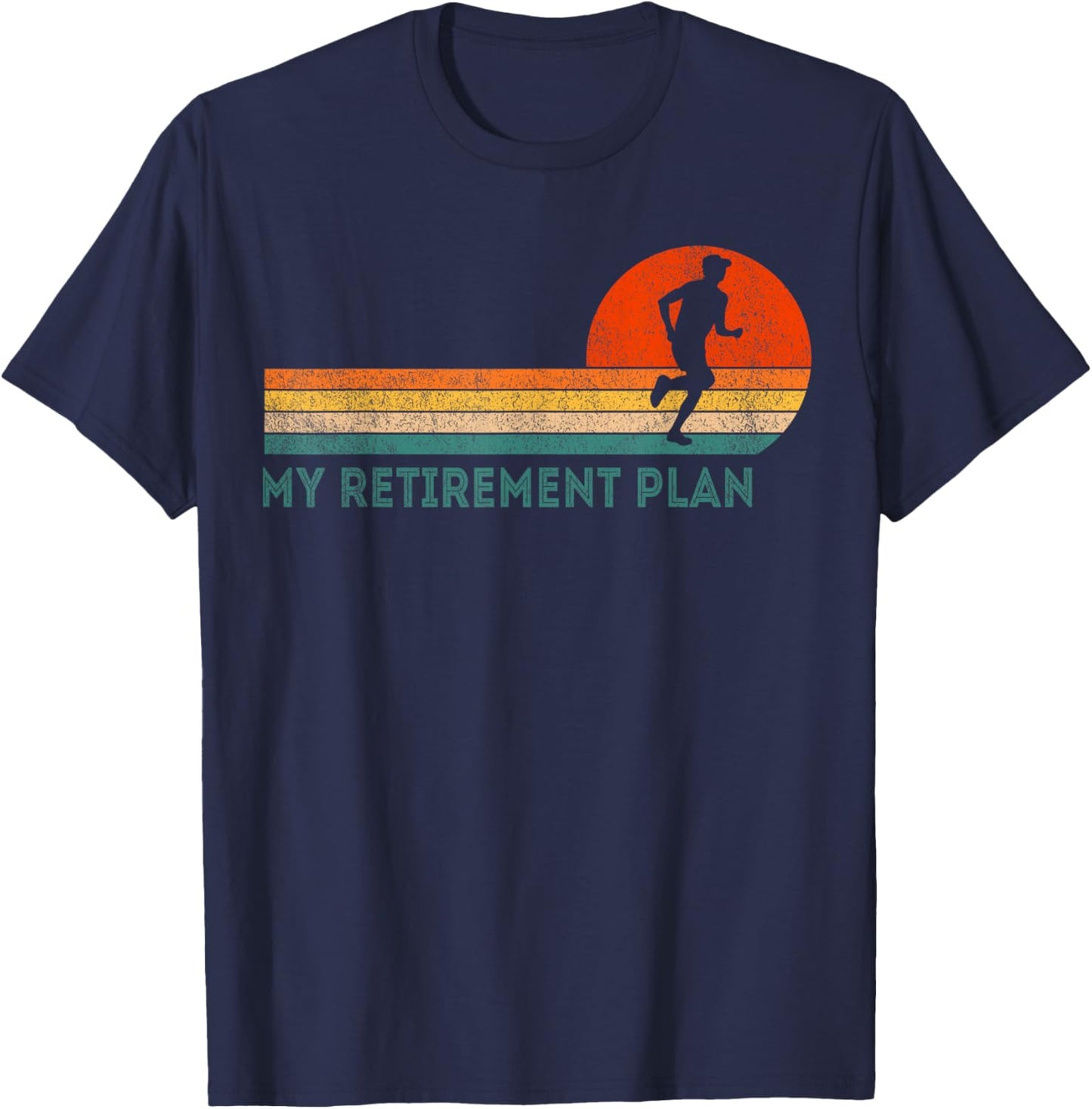 Funny Retired My Retirement Plan Running Runner Retro T-Shirt - T-Shirt | Navy