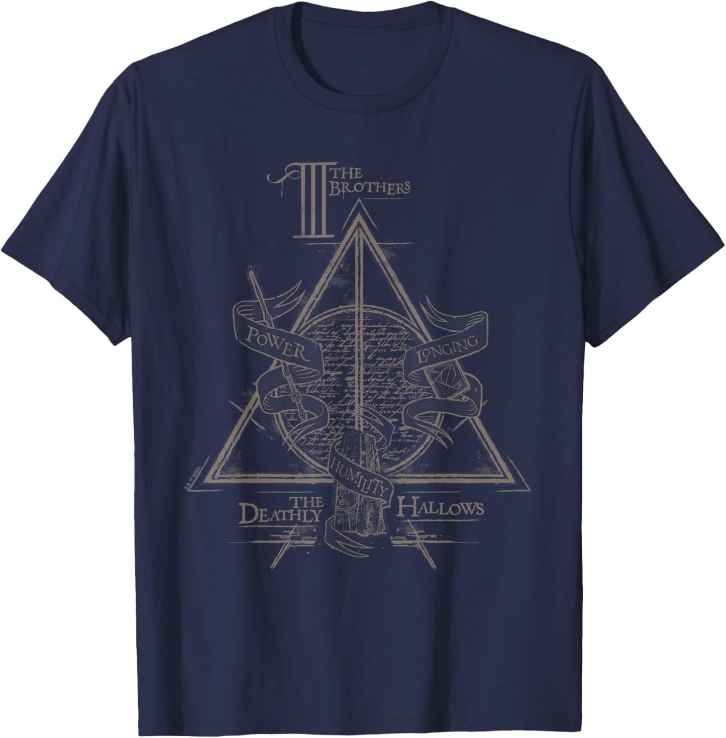 Harry Potter Black Three Brothers Deathly Hallows , , Small, Short Sleeve, Cotton 100% T-Shirt - T-Shirt | Navy