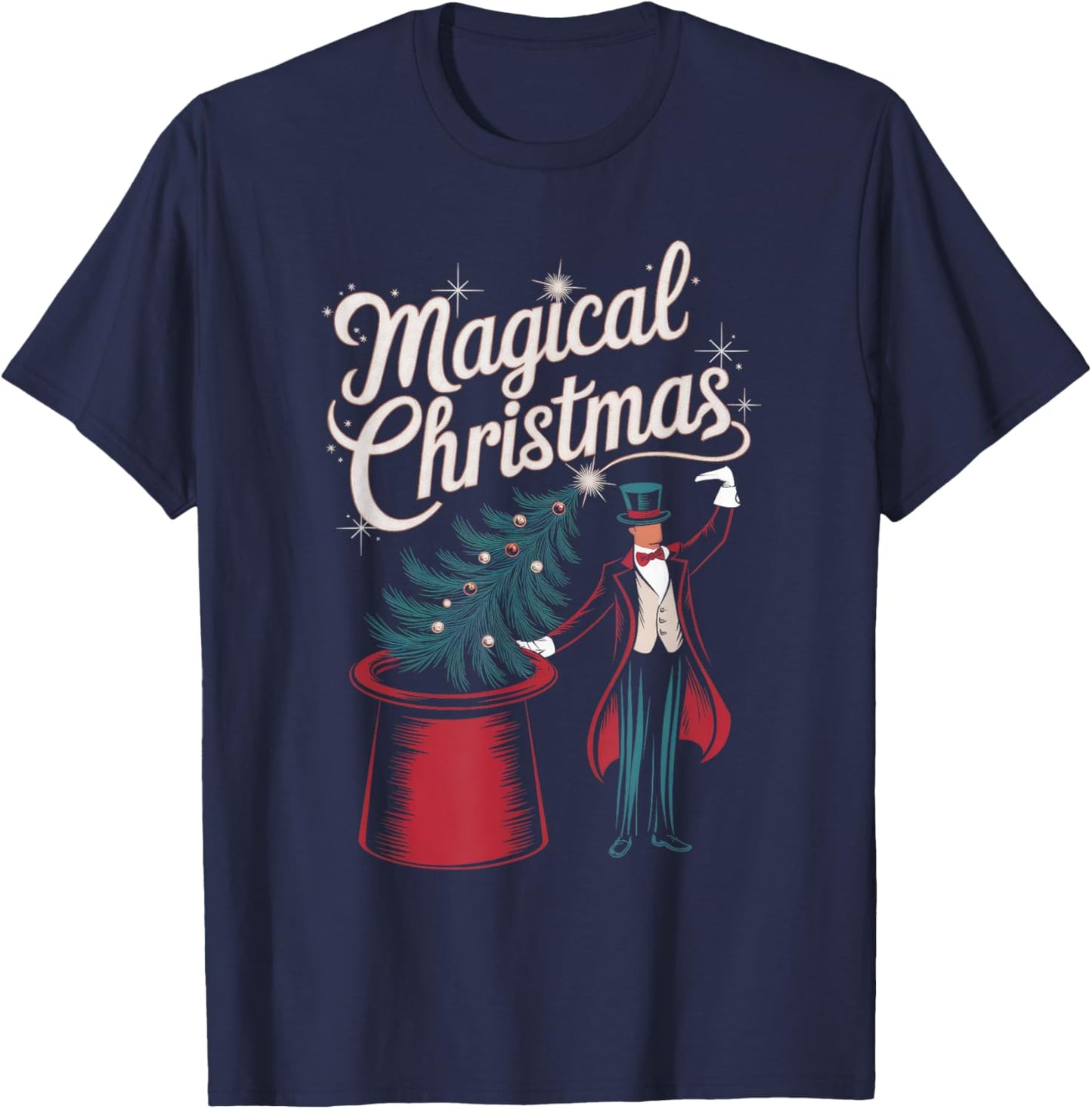 Magical Christmas Funny Xmas Holiday Celebration Magic Tree T-Shirt - T-Shirt | Navy