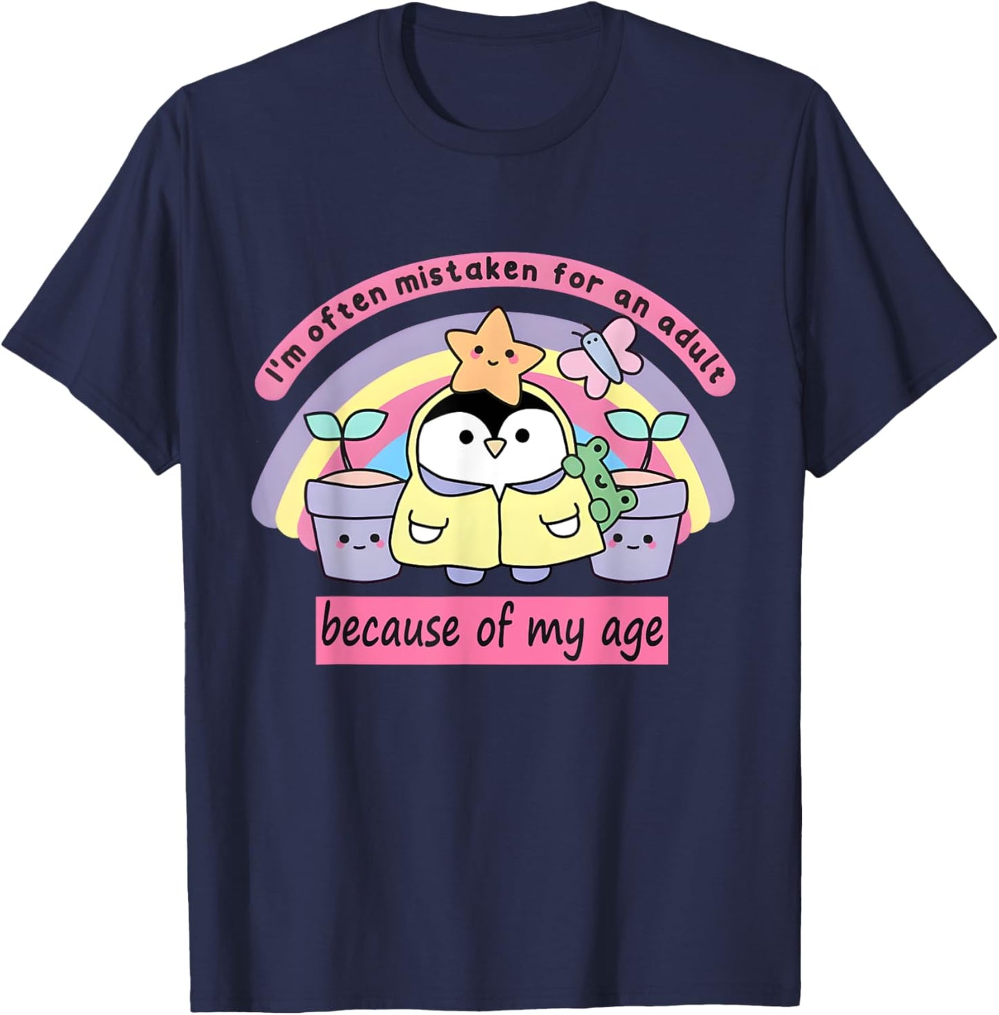 I'm Often Mistaken For An Adult Because Of My Age Peguin T-Shirt - T-Shirt | Navy