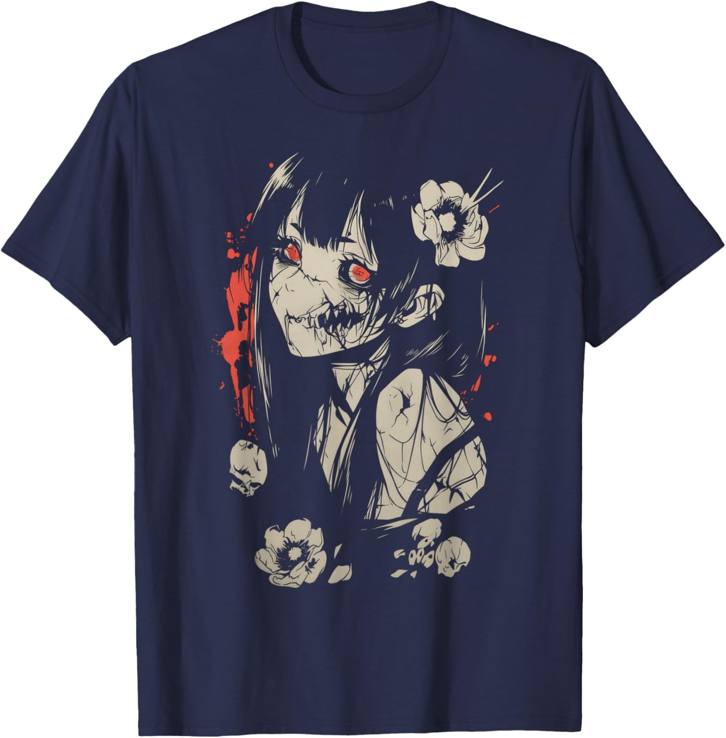 Horror Anime Manga | Japan Japanese Creepy Kawaii Goth T-Shirt - T-Shirt | Navy