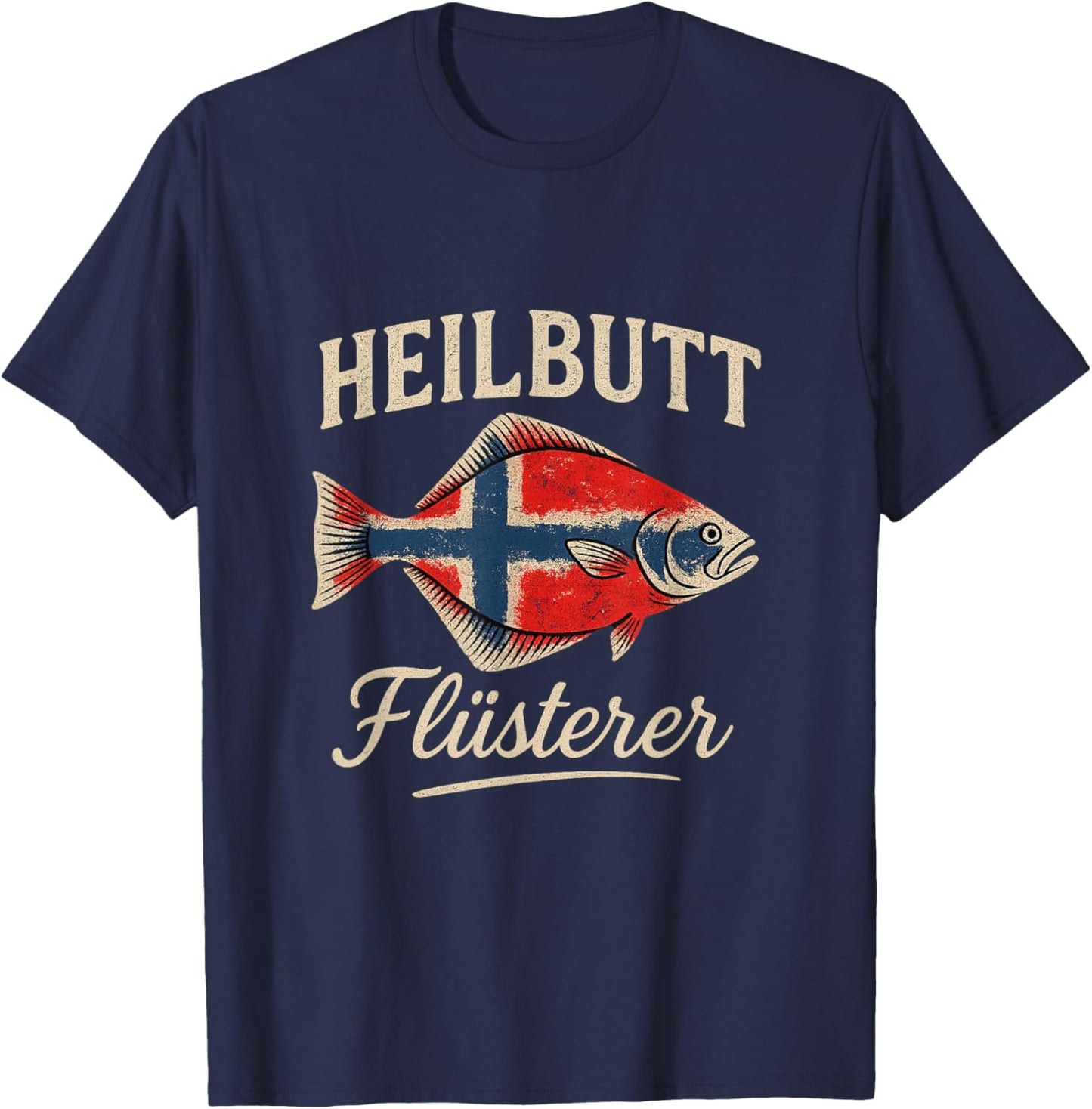 Heilbutt Flüsterer Norwegen Spaß Design T-Shirt - T-Shirt | Navy
