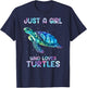 Turtle Watercolor Sea Ocean Just A Girl Who Loves Turtles T-Shirt - T-Shirt | Navy