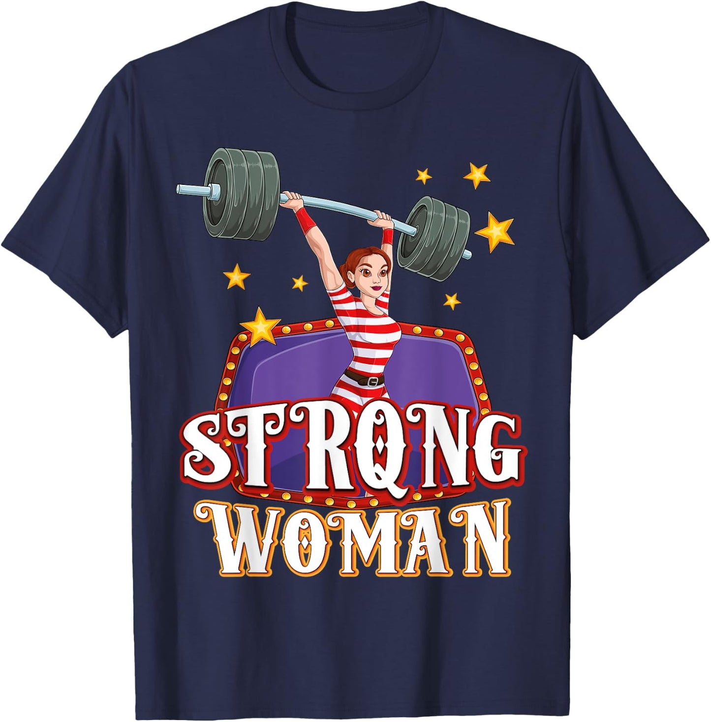 Strong Woman Costume Circus Staff Carnival Lovers Men Women T-Shirt - T-Shirt | Navy
