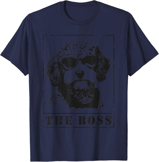 The Funny Cavapoo Boss Mom Dad Dog Lover T-Shirt - T-Shirt | Navy