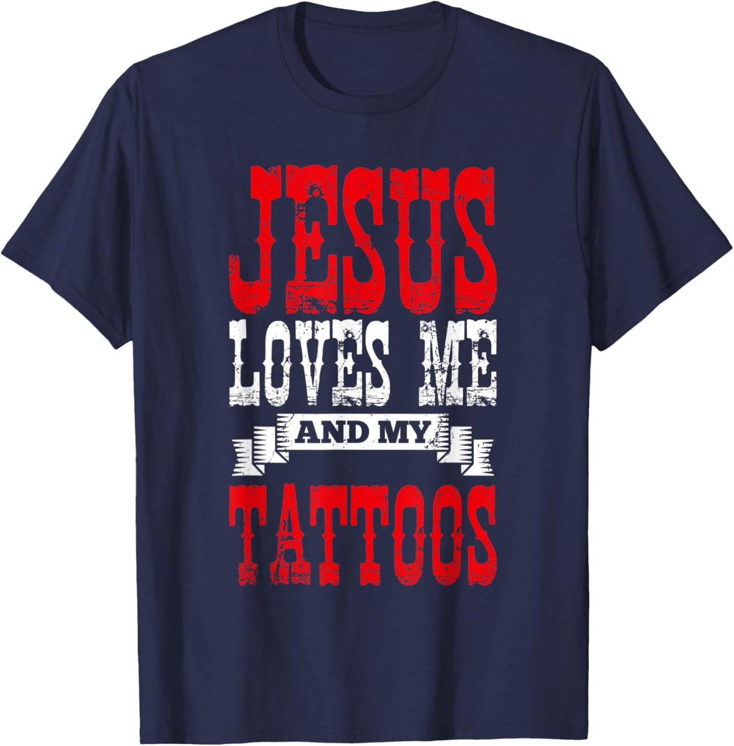 Christian Tattoo Master Tatted Jesus Christ Devotee Tattoo T-Shirt - T-Shirt | Navy