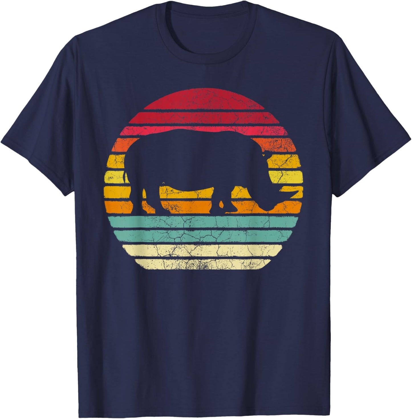 Rhinoceros Rhino Retro Style Vintage Men Women Classic Gift T-Shirt - T-Shirt | Navy