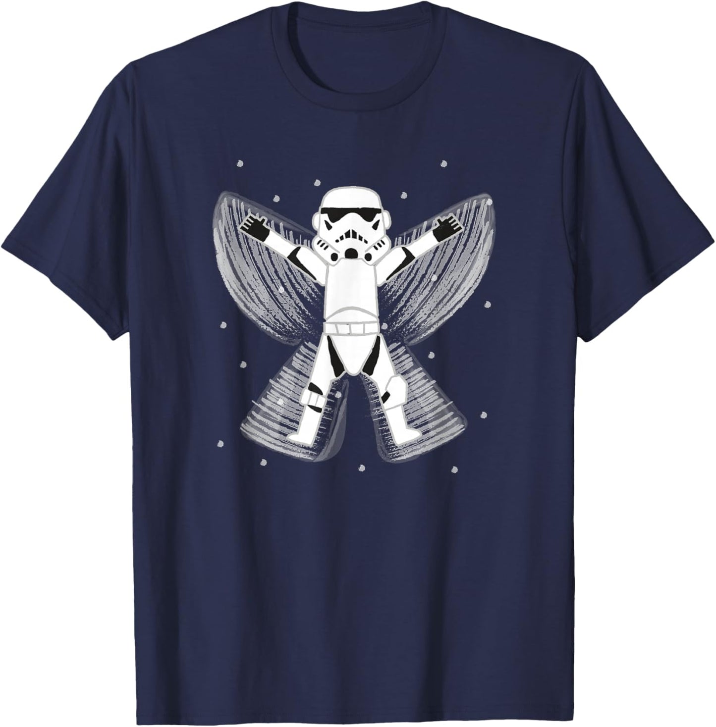 Star Wars Classic Christmas Cartoon Stormtrooper Snow Angel T-Shirt - T-Shirt | Navy