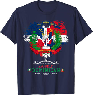 Coat of Arms Republica Dominicana For Kids & Dominican Flag T-Shirt - T-Shirt | Navy