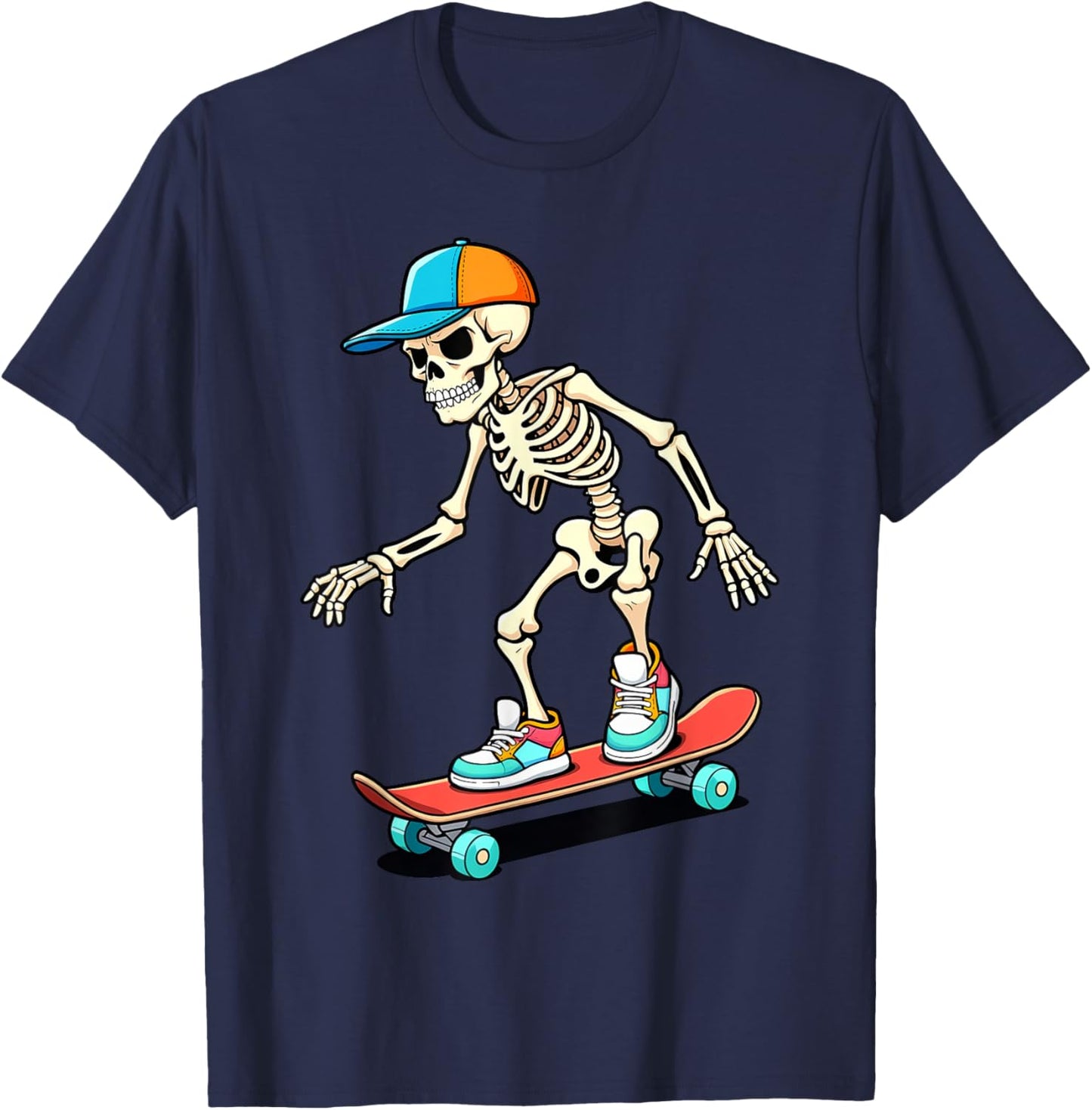 Skeleton Skateboarding Skater Skating Boys Kids T-Shirt - T-Shirt | Navy