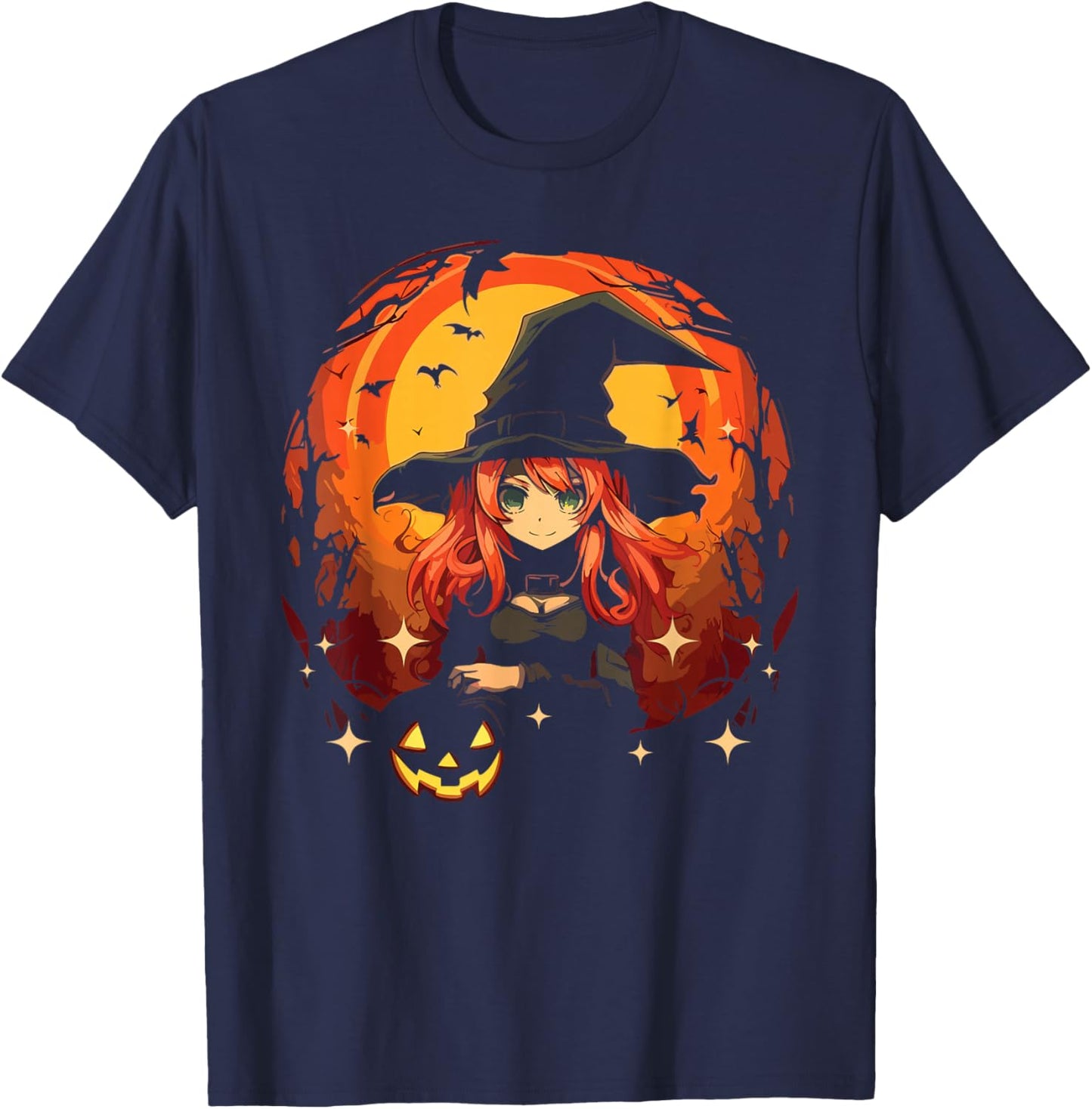 Anime Halloween Kawaii Trick Or Treat Spooky Manga Reader T-Shirt - T-Shirt | Navy