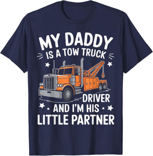 My Daddy Is A Tow Truck Driver And I'M His Little Partner T-Shirt - T-Shirt | Navy