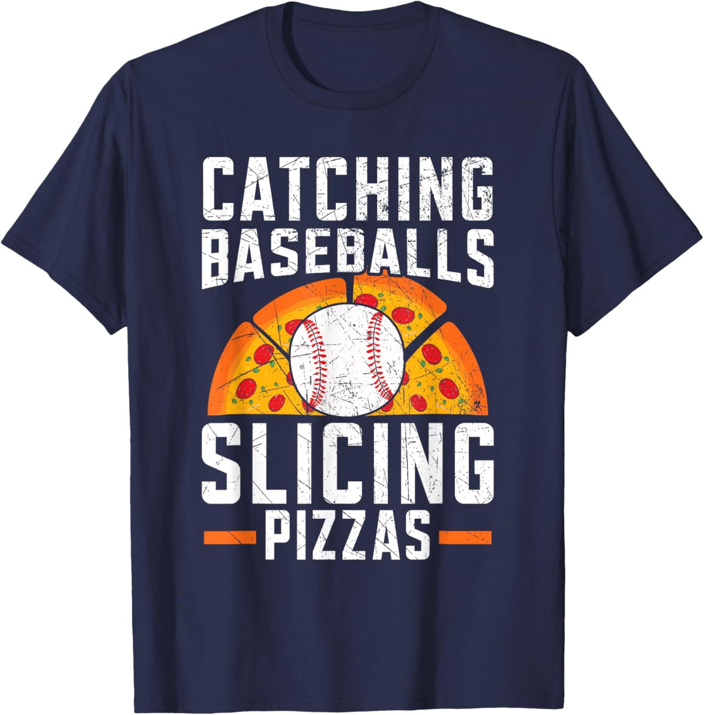 Pizza Baseball Player Baseball Lover Sport Italian Food T-Shirt - T-Shirt | Navy
