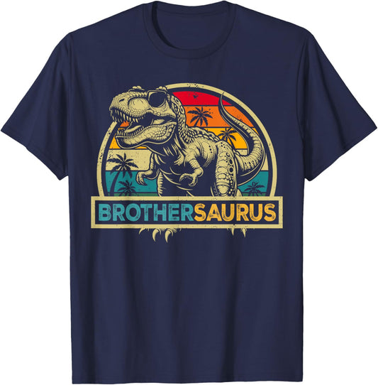 Brothersaurus T Rex Dinosaur Brother Saurus Family Matching T-Shirt - T-Shirt | Navy